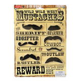 Wild Wild West Mustaches pack with seven adhesive mustaches for fun disguises and character play.