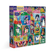 1000pc Christmas Cats Puzzle featuring colorful cats in ornate festive scenes with holiday details