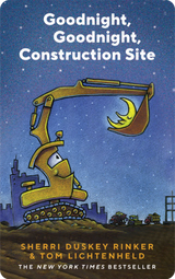 Yoto | Goodnight, Goodnight, Construction Site shows a friendly excavator saying goodnight under a starry sky.
