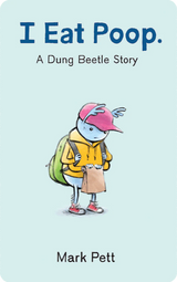 Yoto | I Eat Poop book cover showing a dung beetle character with a backpack and lunch bag.