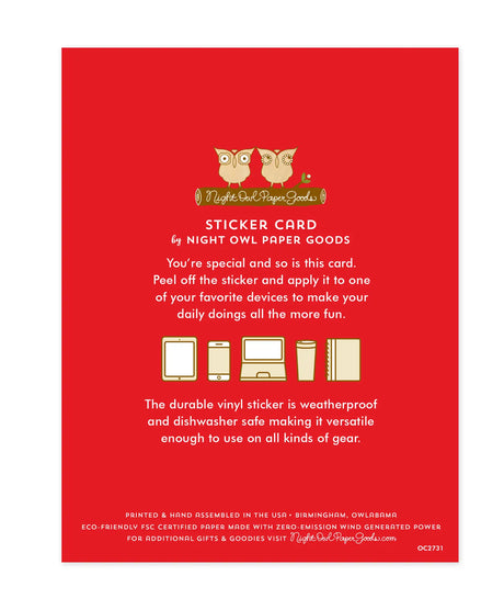 Burrito-ful Birthday Sticker Card with removable weatherproof vinyl sticker and blank inside for personal messages.