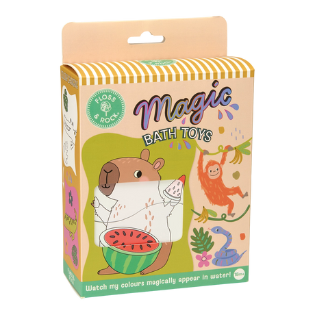 Magic Water Bath Toy | Jungle package featuring colorful animal bath toys and playful jungle artwork