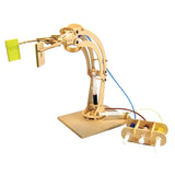 Make a Robotic Arm wooden mechanical model with articulated claw and hand pump controls
