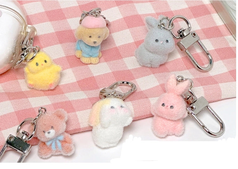 Fluffy Animal Keyring Zipper Charm