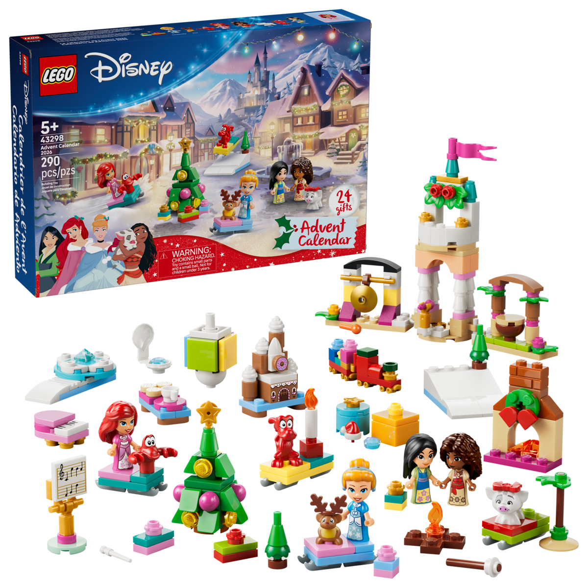 Disney Princess Advent Calendar 2026 featuring colorful LEGO Disney holiday figures and festive scenes