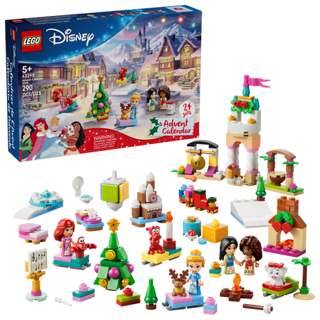 Disney Princess Advent Calendar 2026 featuring colorful LEGO Disney holiday figures and festive scenes