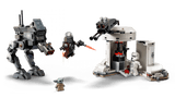 Star Wars AT-RT Attack toy set with battle droids, a flying figure, and Grogu on a play scene