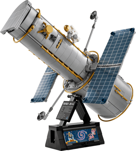 Icons Hubble Space Telescope model displayed on a stand