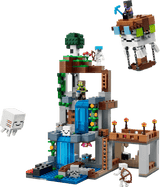 Minecraft Ghast Station building set with a waterfall tower bridges figures and a flying ghast