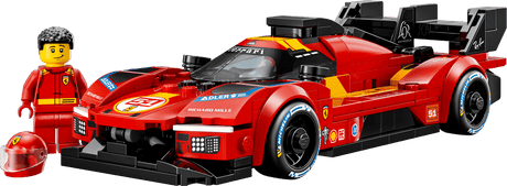 Speed Ferrari 499P red race car toy with driver minifigure