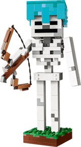 Minecraft The Skeleton figure holding a bow on a grass block