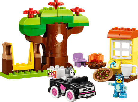 Duplo Bluey Pizza Girls with Muffin & Bluey building set with tree slide car pizza and characters