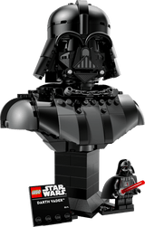 Star Wars Darth Vader Bust with a black armored design and Darth Vader minifigure holding a red lightsaber
