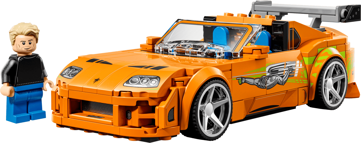 Speed The Fast and The Furious Toyota Supra MK4 orange toy car with driver figure