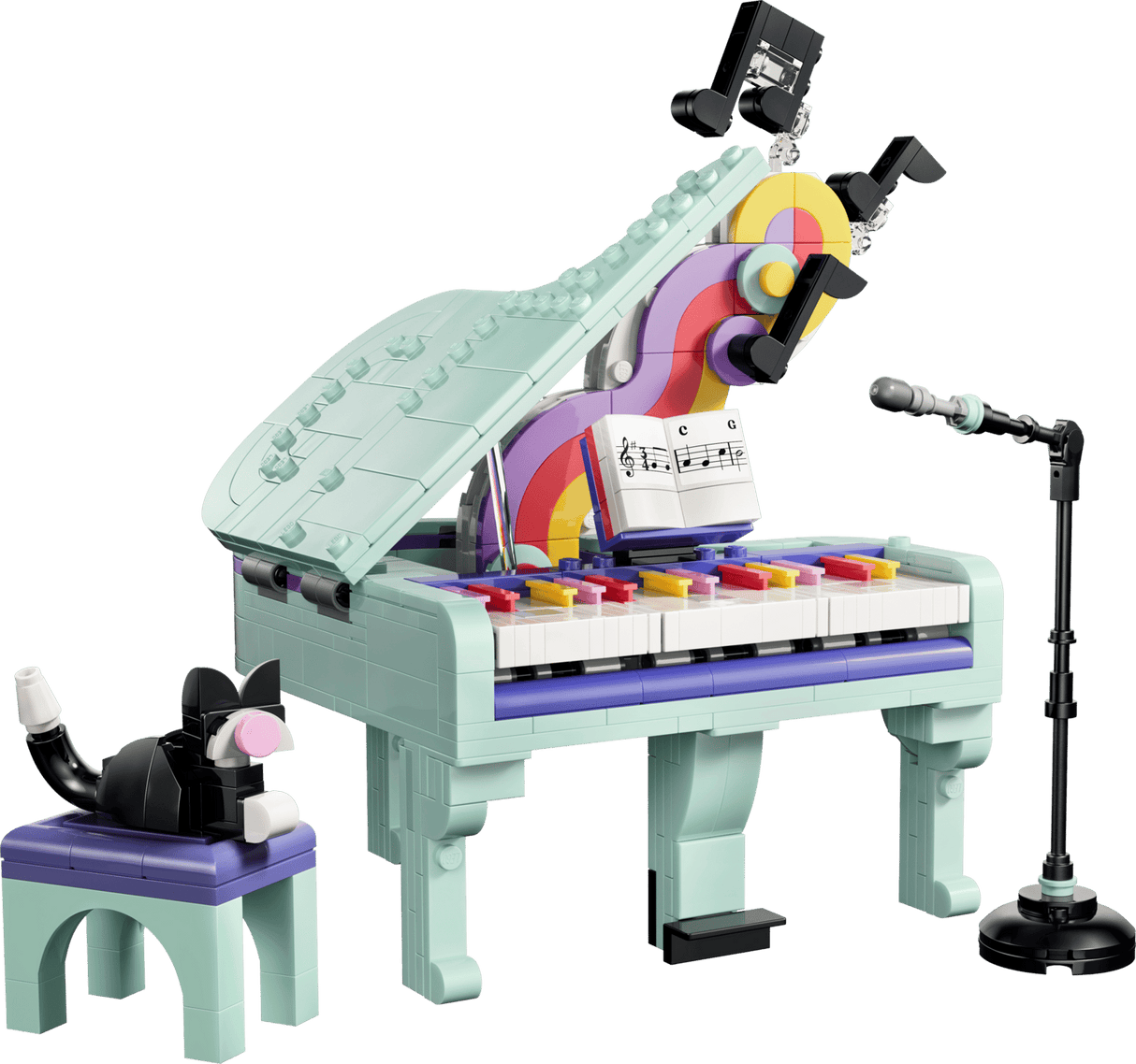 Creator Music Decor Piano with Cat
