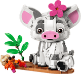 Disney Princess Pua buildable pig figure with pink flower and tropical leaf scene