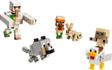Minecraft Chicken Jockey Desert Attack toy figures with a chicken jockey iron golem skeleton and wolf