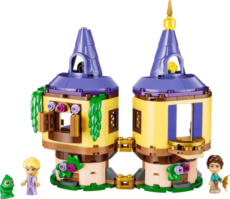 Disney Princess Rapunzel's Mini Tower toy set with twin purple turrets and character figures