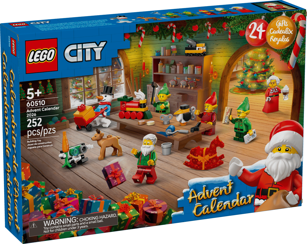 City Advent Calendar 2026 festive building set with holiday characters and a Christmas countdown calendar