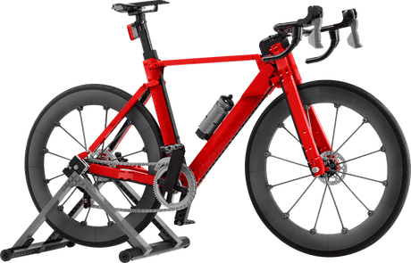 Icons Road Bike red electric bicycle with drop handlebars and wide black wheels