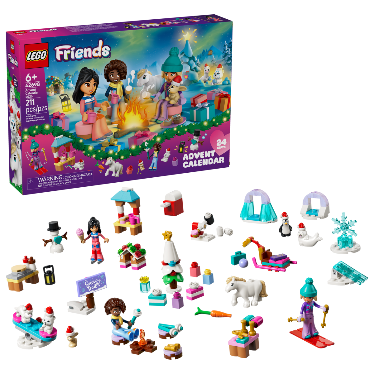Friends Advent Calendar 2026 festive winter playset with mini dolls animals gifts and holiday accessories
