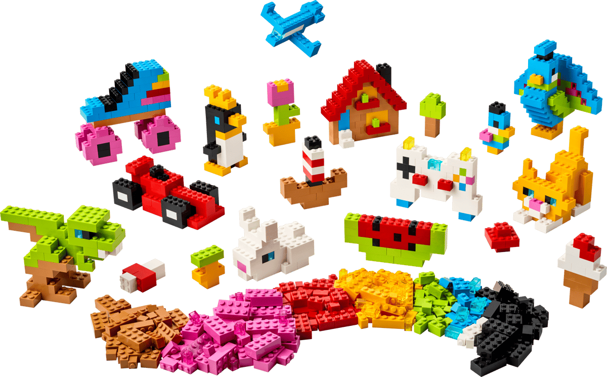 Classic Creative Colorful Bricks with colorful interlocking pieces and playful animal builds