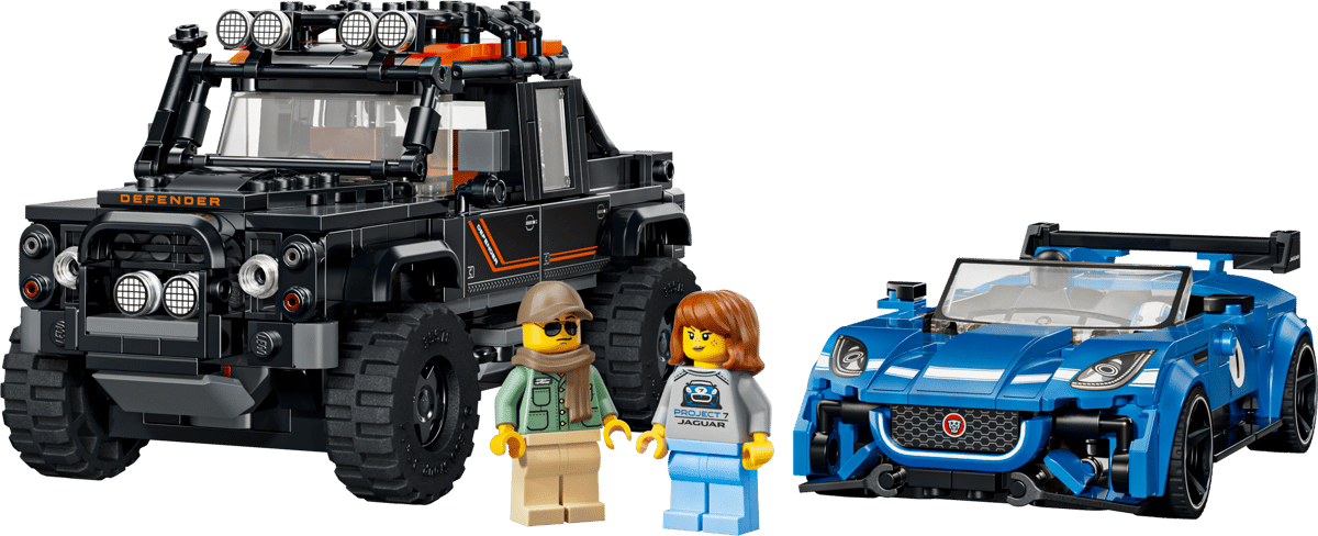 Speed Jaguar Project 7 & Land Rover Defender toy cars with two figures