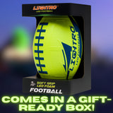 Youth size Lightro Classic Glow Football soft grip LED foam in a gift-ready black box packaging