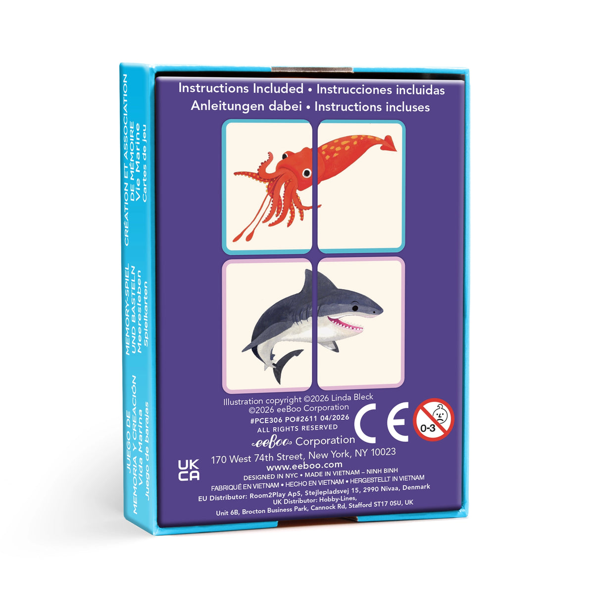 Sea Life Memory Match & Make Game box showing colorful octopus and shark illustrations