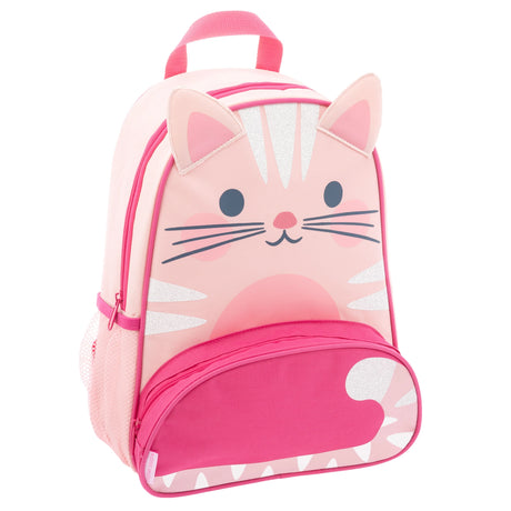 Sidekick Backpack | Pink Cat with a playful cat face and roomy front pocket