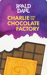 Yoto | Charlie and the Chocolate Factory book cover with chocolate bar and golden ticket illustration on purple background