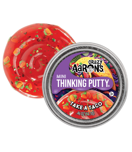 Mini Trendsetters Take A Taco Thinking Putty in red with taco design, non-toxic and perfect for sensory play.