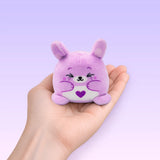 Super Duper Sugar Squisher Plush | Mini Moody small purple bunny plush held in hand