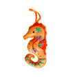 Seahorse Embroidered Felt Ornament handmade in Peru with colorful wool and detailed embroidery, perfect for festive decor.