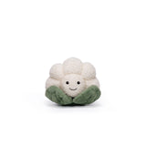 McHugs Weighted Chuffed Cauliflower plush toy with a smiling face and green leaves