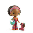 Tinyly Poppy & Nouky figure with a colorful girl doll and her small pink dog companion