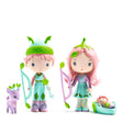 Tinyly Lily & Sylvestre fruit themed figures with a purple deer companion and baby in a basket