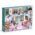 Box of 1000 piece Dog Gallery puzzle featuring whimsical dog characters visiting an art museum with dog-themed paintings.