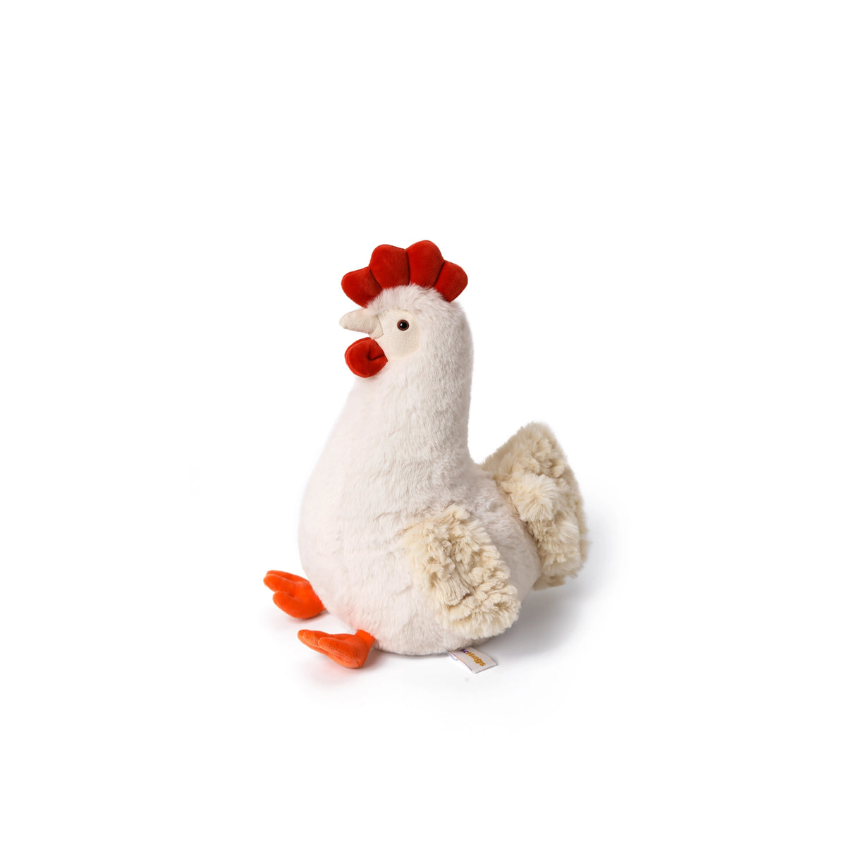 McHugs Weighted Marshmallow Chicken plush toy with soft white fur and red comb