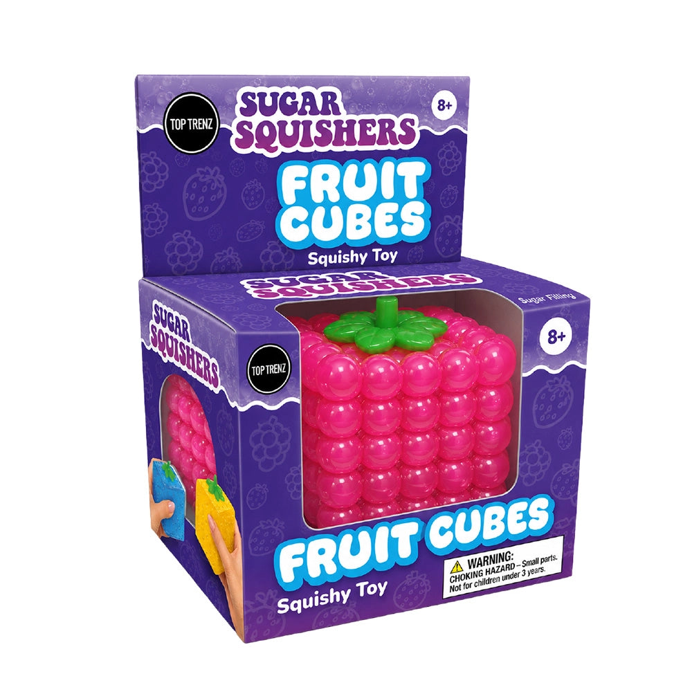 Super Duper Sugar Squisher | Fruit Cube purple fruit cube squishy toy box