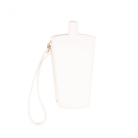 Wristlet | Matcha Boba Milk Tea shaped wristlet with strap, fits standard cards, perfect grab-n-go wallet accessory.
