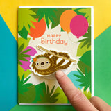 Forest Sloth Birthday Sticker Card