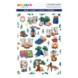 Koalas Campsite Glossy Stickers sheet with cute koalas camping hiking and enjoying outdoor adventures