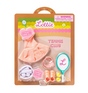 Lottie Tennis Club doll outfit set with pink dress tennis racket balls and accessories in packaging
