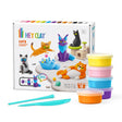 Hey Clay Cats modeling clay set with colorful clay tubs tools and playful cat creations