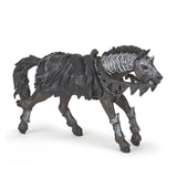 Fantasy Horse toy in dark armor with detailed chains and spikes, perfect for magical battle play.