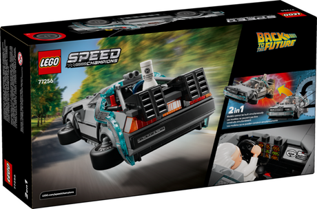 Lego Speed Champions Back to the Future DeLorean car with Doc Brown and Marty McFly figures for role play