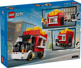 LEGO City fries truck toy with vendor and customer minifigures and removable kiosk for play and display