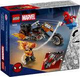 LEGO Marvel set featuring Spider-Man and Ghost Rider with a detailed motorcycle and action accessories for imaginative play