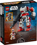 LEGO Star Wars Clone Shock Trooper mech with posable limbs holding a large blaster and minifigure accessory.